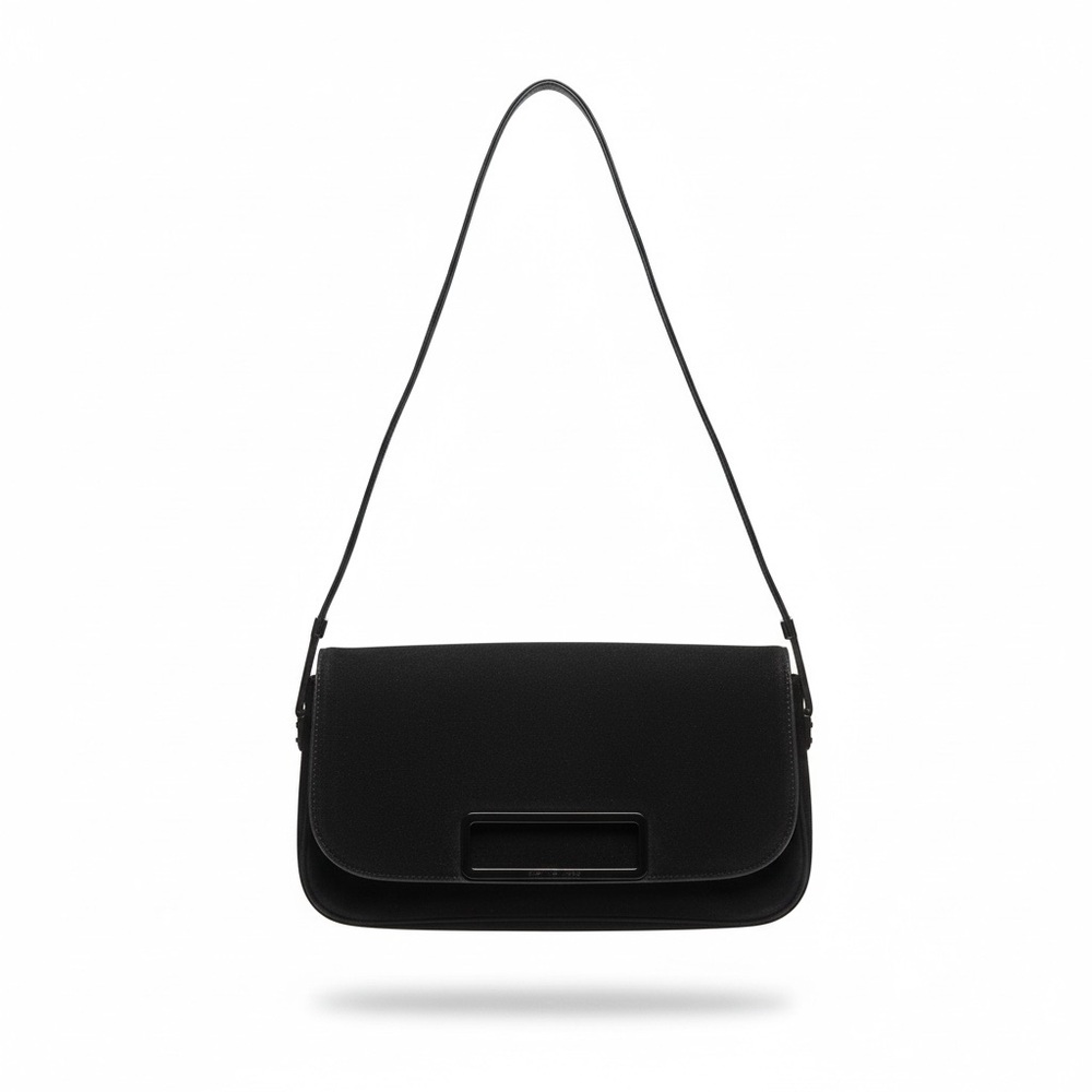 Stuart Weitzman Black Suede Shoulder Bag with Rectangular Accent. Authentic!!!